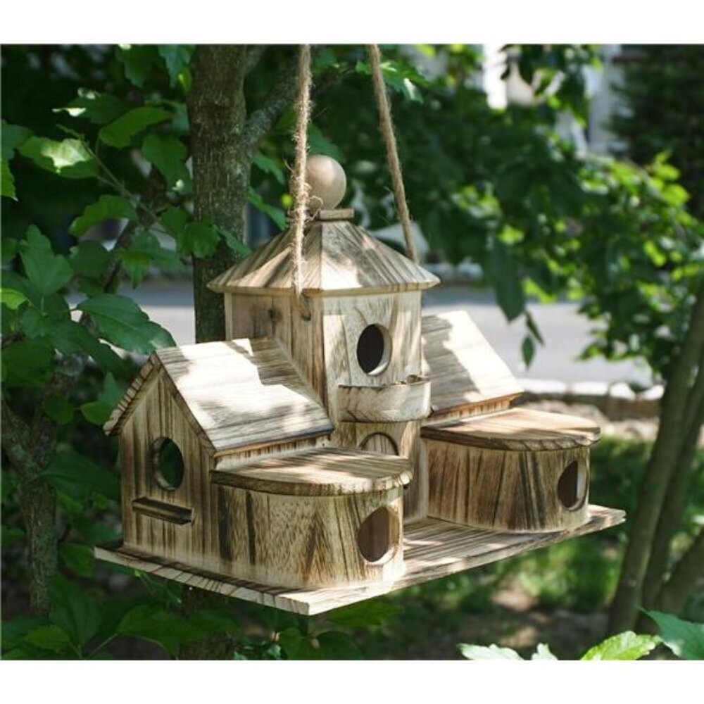 Large Outdoor Bird House Feeder 6-Hole Combo